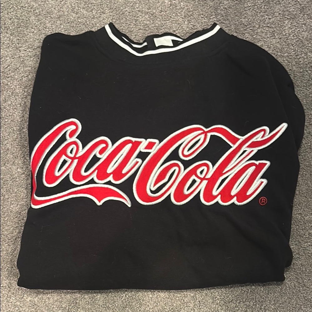 Coca Cola Black Crewneck Sweater Iconic Logo